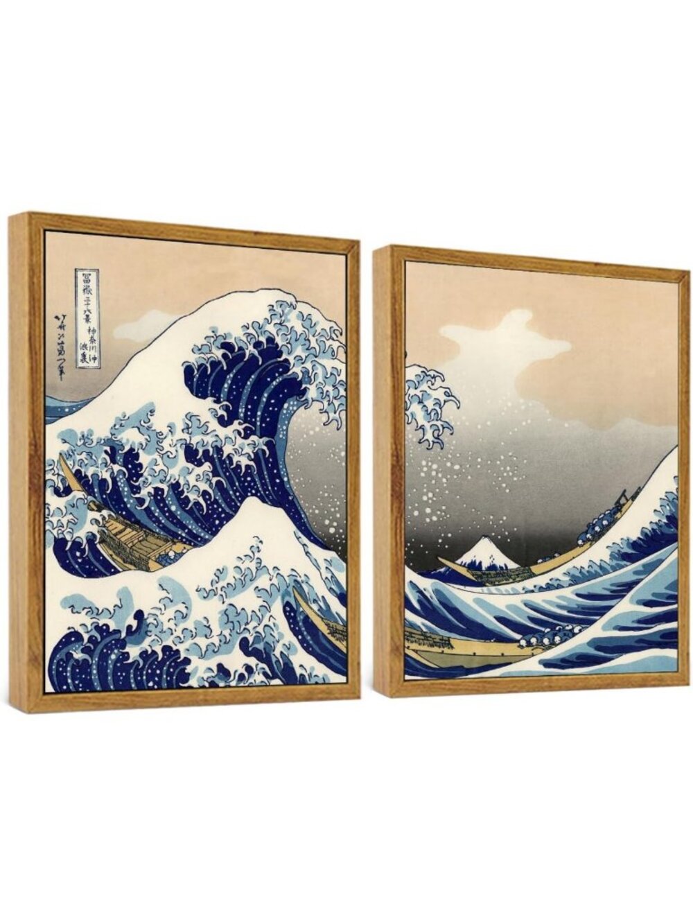 Vintage Great Wave off Kanagawa Canvas Art 12"x16" | Japanese Style Decor, HD